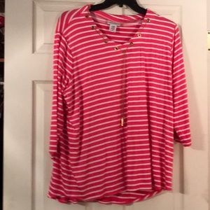 Striped pink white pullover